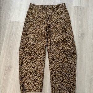 Nili Lotan Leopard-Trim Midrise Pants - Brown & Black